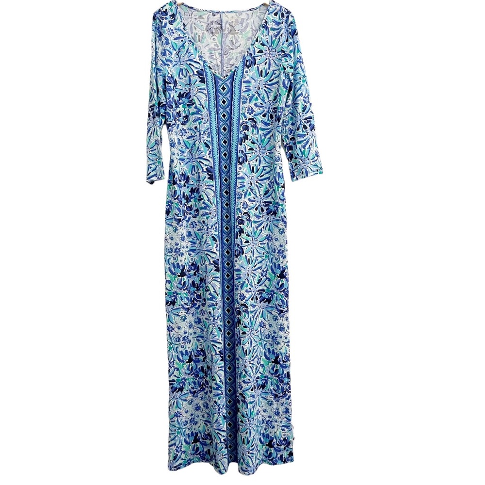Lilly Pulitzer Blue and Green Maxi Dress NWOT - Picture 3 of 16